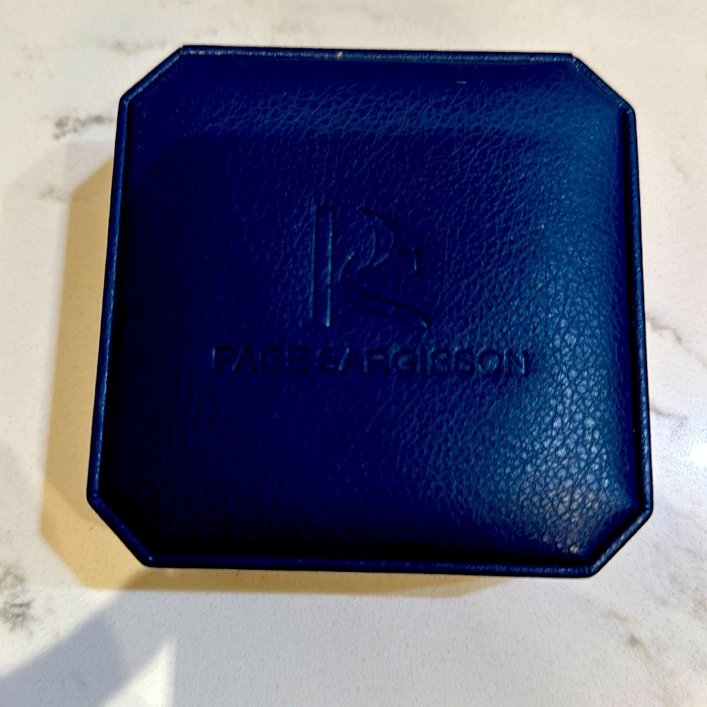 Page Sargisson Navy Leather Jewelry Box - 3 1/2 x 3 1/2 x 1 1/2